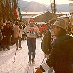 Predazzo - A skier arrives in Predazzo