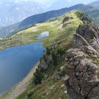 Scalatori sulla cresta - Cermiskyline Val di Fiemme  - Gruppo di scalatori sulla ferrata dei laghi del Cermis